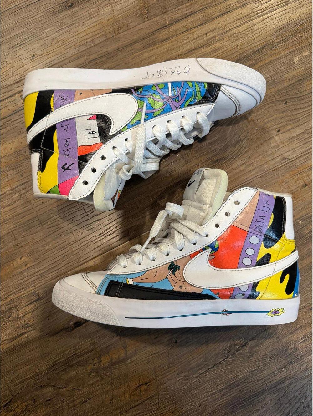 Nike Ruohan Wang x Blazer Mid ’77 Flyleather Earth Day Multicolor Sz 4 EUC